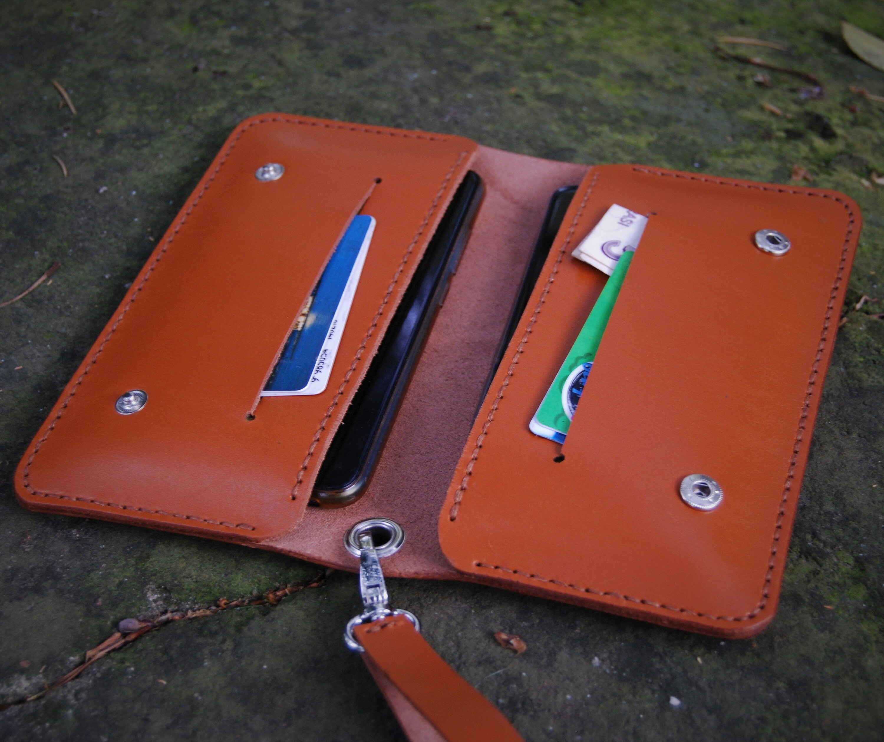 Leather Double Phone Long Wallet, Leather iPhone Wallet, Leather Dual