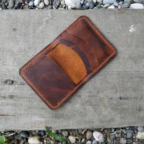 Handmade Minimal Leather Wallet and Card Holder, Slim