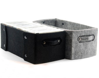 Felt CD Storage Box Set: Minimalist Wool Baskets, Custom Colors (USA duty free)