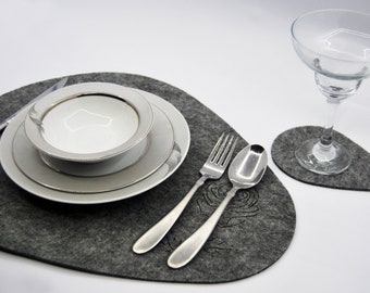 Felt round placemats and coasters sets, rose placemats and coasters, 9 different colors available