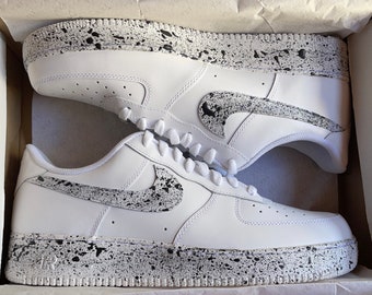 Black Splattered Custom Nike Air Force 1 s customized Af1s Etsy
