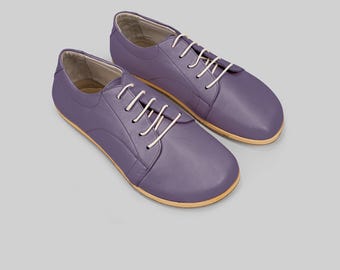 Foot Shaped Sneakers Mens Lace-Up - Wide Toe Box Zero Drop, Hand-Stitched - Toe Spread Slow-Fashion Footwear