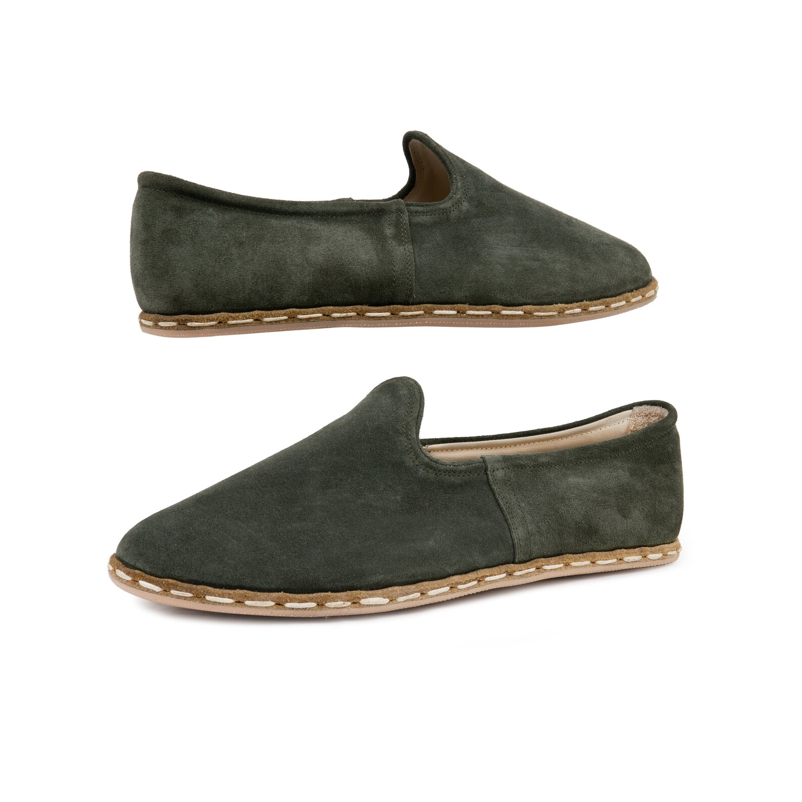 Men Suede Dark Green Sneaker Shoe Leather Handmade Sanah - Etsy