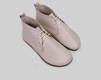 Bespoky Barefoot Bottines en Cuir - Large Bout, Semelle Flexible pour Femmes