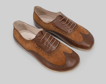 Leather Oxford Shoes for Women - Wide Toe Box, Zero Drop Sole