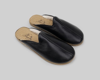 Pantuflas de Cuero para Hombre: Forradas Piel, Wide Toe Box, Suela Antideslizante | BespokyBarefoot