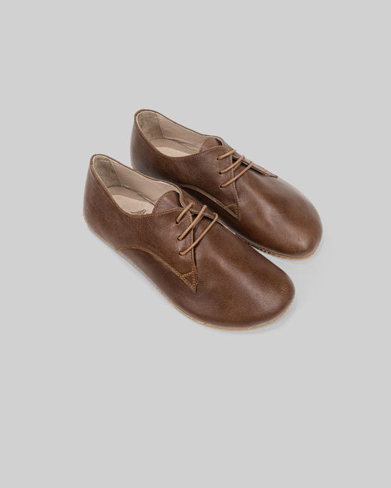 Brown Womens Wide Toe Oxford - Zero Drop Barefoot Folk, Hand-Stitched - Toe Spread Turkish Heritage Footwear Brown Womens Wide Toe Oxford - Zero Drop Barefoot Folk, Hand-Stitched - Toe Spread Turkish Heritage Footwear