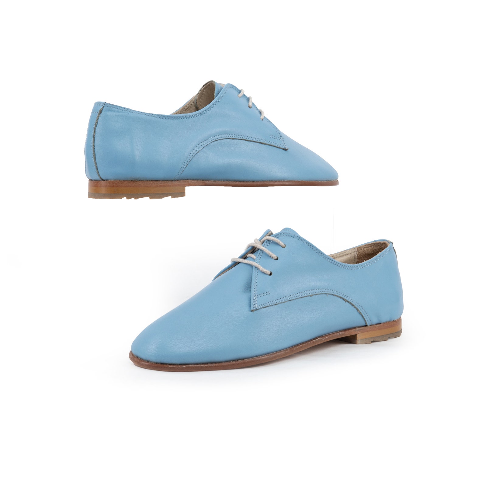 Women Baby Blue Color Classic Oxford Shoelace up Gift for Etsy