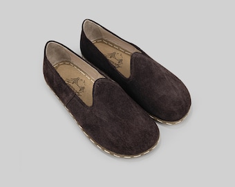 Brown Wide Toe Box Shoes Womens Minimalist - Zero Drop Barefoot Slow-Craft, Hand-Stitched Leather - Hand-Lasted Turkish Heritage Footwear