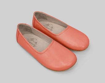 Green Leather Ballet Flats Women - Wide Toe Box Zero Drop, Slow Craft Heritage, Bespoky