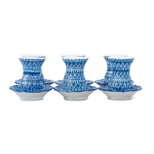 Turkish Ottoman Tea Ceramic Cups Set of 6 Blue White Handpainted Lead Free Vintage Decorative Mug Set Gift for shops Collector
