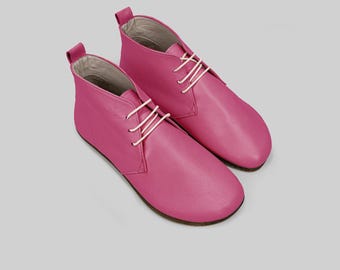 Botines de piel estilo descalzo: puntera ancha, suela flexible (Chukka para mujer)