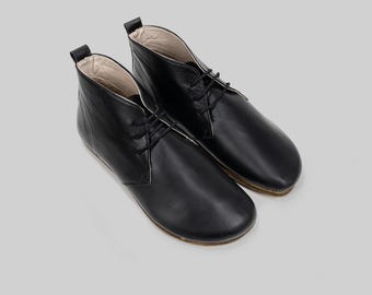 Chukka Ankle Boots Mens - Wide Toe Box Zero Drop Barefoot, Hand-Stitched - Hand-Lasted Foot-Anatomy Design