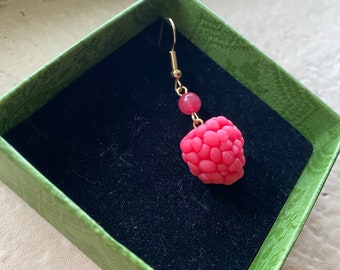 raspberry clay earrings