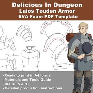 Delicious In Dungeon Laios Touden Armor EVA Foam Template & Pattern - Digital Download PDF