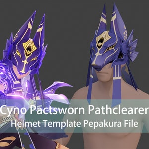 Genshin Impact Cyno Pactsworn Pathclearer Helmet hat Template pepakura file/pdo/3d model