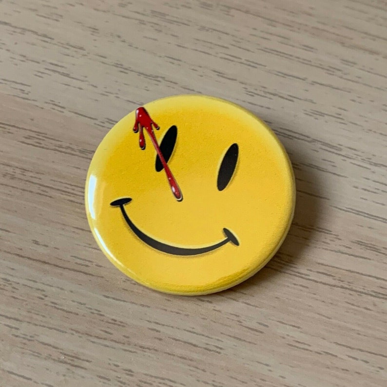 Watchmen Pin back Button 38mm Smiley Face image 1