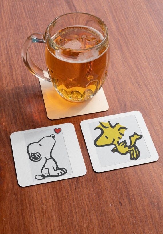 Snoopy and Woodstock Hardwood Coaster Set