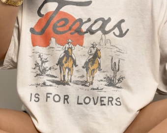 Texas is For Lovers Graphic Tshirt, Ivory Comfort Colors, Western, Cowboy, Cowgirl, Oversized Tee