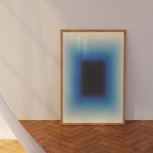 Niebieski gradientowy wydruk cyfrowy | Sztuka inspirowana Jamesem Turrellem | Sztuka ścienna Aura | Wydrukowany modny plakat do dekoracji pokoju, gradient, y2k, estetyczny