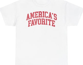 America&#39;s Favorite T-Shirt - Funny Graphic Tee for Men & Women - Patriotic USA Shirt - Retro College Style Gift - Fourth of July Shirt