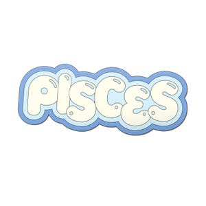 Pisces Zodiac Sticker | Matte or Holographic | Cute, Retro, Typographic Astrology Sign Sticker for Laptop, Phone, Bottle, Notebook