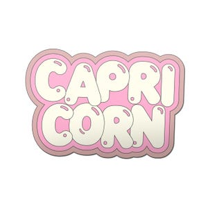 Capricorn Zodiac Sticker | Matte or Holographic | Cute, Retro, Typographic Astrology Sign Sticker for Laptop, Phone, Bottle, Notebook