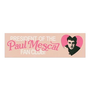 Paul Mescal Fan Club Matte Vinyl Sticker - Waterproof Decal for Laptops, Water Bottles - Normal People - Gladiator