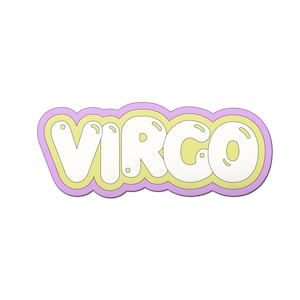 Virgo Zodiac Sticker | Matte or Holographic | Cute, Retro, Typographic Astrology Sign Sticker for Laptop, Phone, Bottle, Notebook