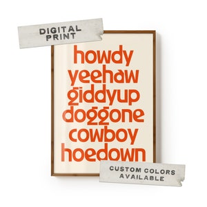 Yee Haw Typography Digital Print | Drukuj w domu | Pobieranie cyfrowe | Wystrój domu | Sztuka ścienna | Trendy | Y2K | Estetyka | Yeehaw | Wózek barowy