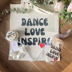 Coffret cadeau professeur de danse, Dance Love Inspire, gobelet de danse en verre, sac fourre-tout de danse, cadeau de remise des diplômes pour la reconnaissance du professeur, concours de danse