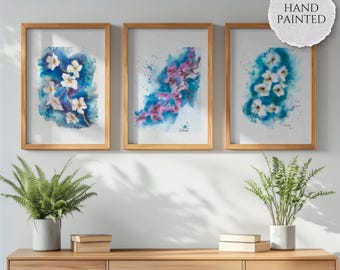 Floral Watercolor Print Set – Hand-Painted Flower Wall Art