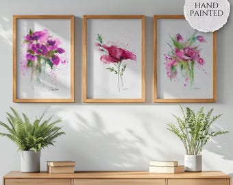 Watercolor Flower Print Set – Hand-Painted Floral Wall Art