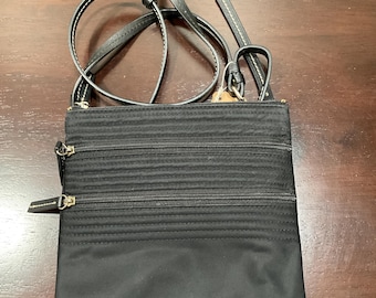 Dooney & Bourke North South Triple Zip Black Nylon Embroidered Duck Crossbody Bag