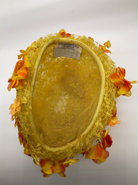 Vintage Christian Dior Yellow With Orange Flowers… - image 7