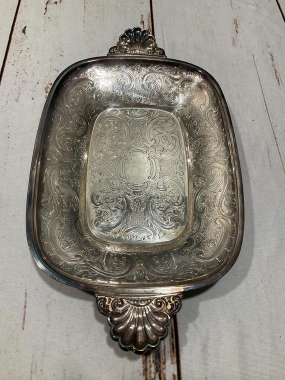 ♥ Barker Ellis (バーカーエリス) シルバープレート トレイ Antique Barker Ellis Silver Plate Deco Menorah Marked Silver