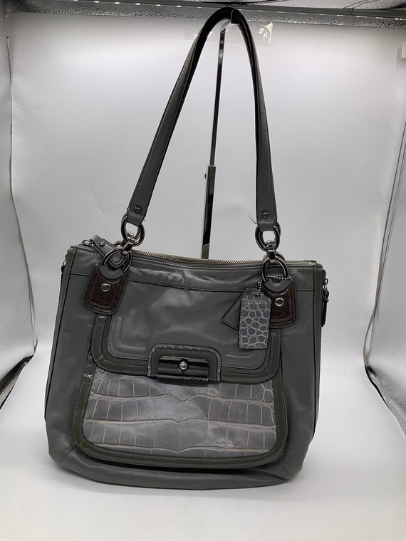 Coach Kristen Spectator Expandable Grey Leather Sh