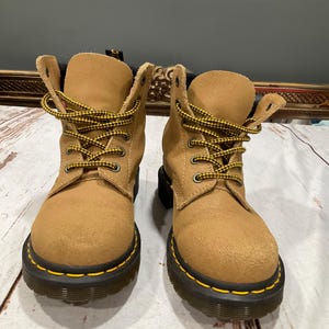 Dr. Martens Beige Suede Oxfords with Yellow Stitching NWOT. Never been worn. dr-martens-1461-made-in-  main image 4