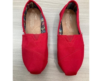 Tom's Women's Alpargata Red Canvas Slip On Flats