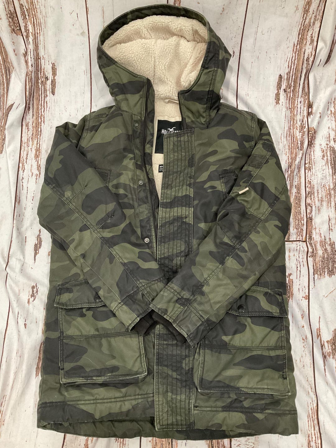 Hollister Camo Sherpa Lined Hooded Jacket