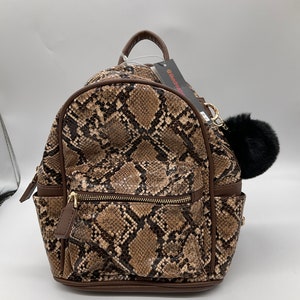 NWT Like Dreams Faux Leather Brown Faux Snakeskin Backpack  display picture 1
