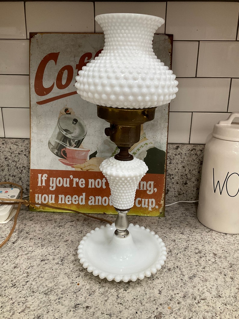 Hobnail Milk Glass Lamps