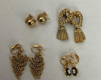 Boucles D'oreilles Vintage à Pinces - Occasion En Bon état - Quelques Traces D'usure