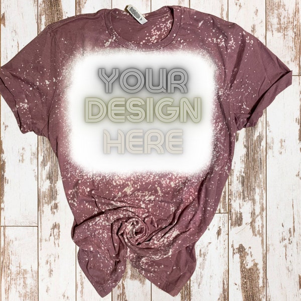 Bella Canvas 3001CVC Heather Mauve Mockup | T-Shirt Mockup | Flat lay mockup | Bleached Mockup | Digital Download | PNG file