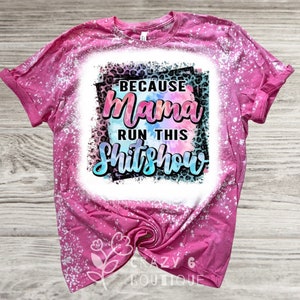 Mama runs this pink bleached tee | mom shirt | mom gift | gift for her | funny shirt | unisex tee | leopard print