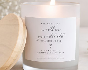 Grandparents Again Custom Candle Grandma Grandpa 2nd 3rd Baby Announcement Pregnancy Reveal Personalized Another Grandchild Keepsake Gifts