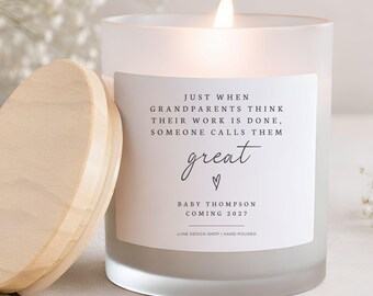 Great Grandparents Pregnancy Announcement Candle Promoted to Great Grandma Grandpa Gift Future Great Grandparent New Baby Reveal Gifts