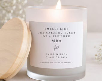 MBA Degree Custom Graduation Gift Candle Funny Business School Graduate Gifts Personalized Master's Degree Grad Congrats Present MBA Grads