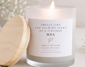 MBA Degree Custom Graduation Gift Candle Funny Business School Graduate Gifts Personalized Master's Degree Grad Congrats Present MBA Grads