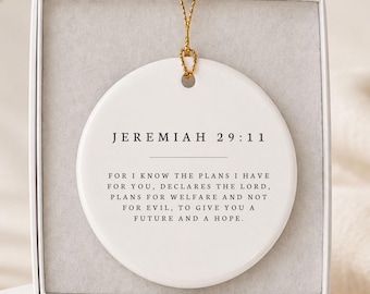 Custom Bible Verse Ornament Personalized Scripture Print Baptism Keepsake Gift from Godparents Religious Gifts for Her Christian Faith Quote